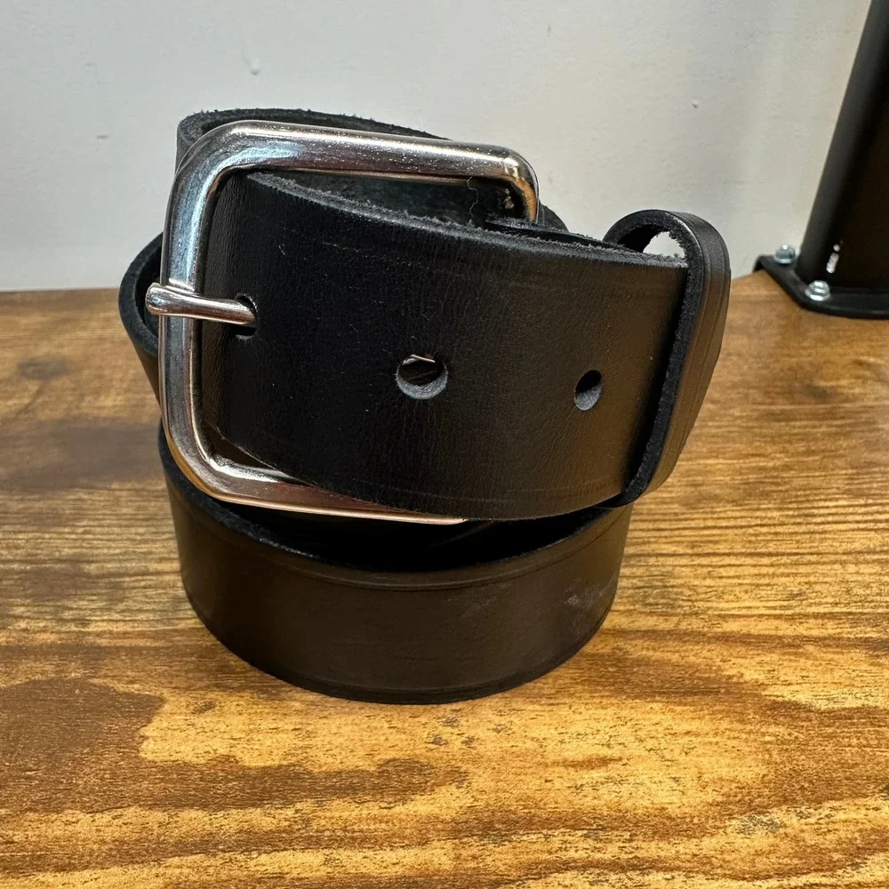 Boston Leather 6606 Mens Belt Black Size 52 Made in USA Work Uniform Belt